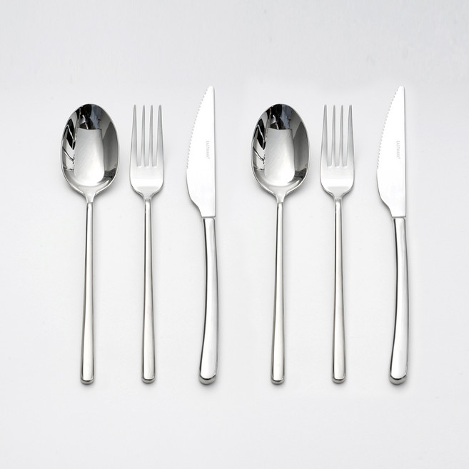 Eastmark 牛排餐具3件2人組, 2套, 銀色, 主餐匙 + 主餐叉 + 牛排刀