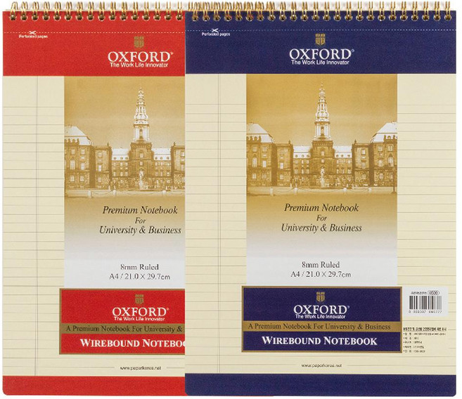 OXFORD A4 黃色內頁上翻式易撕線圈筆記本 90張 2入組, 顏色隨機, 1組
