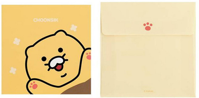 KAKAO FRIENDS Chunsik 基本卡 8p + 信封 8p 套裝, 1套, 舉手擊掌 黃色 + 米色