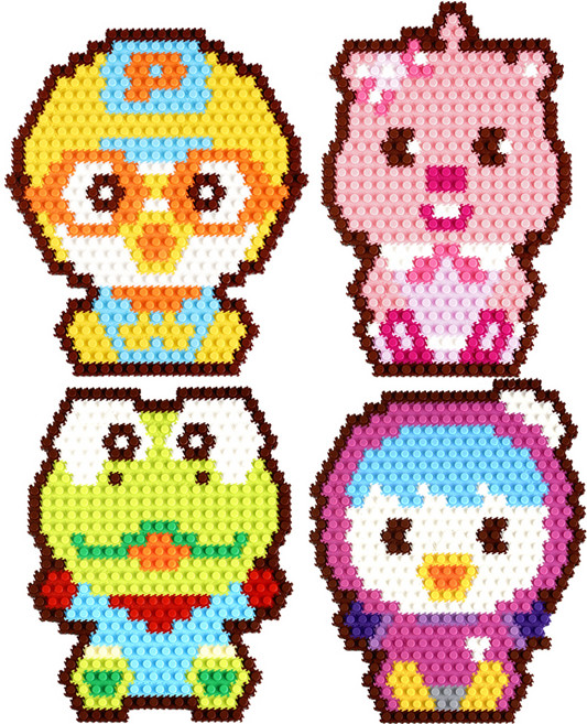 Pororo 淘氣小企鵝 像素積木 Pororo + Petty + Crong + Loopy 套組, 混合色