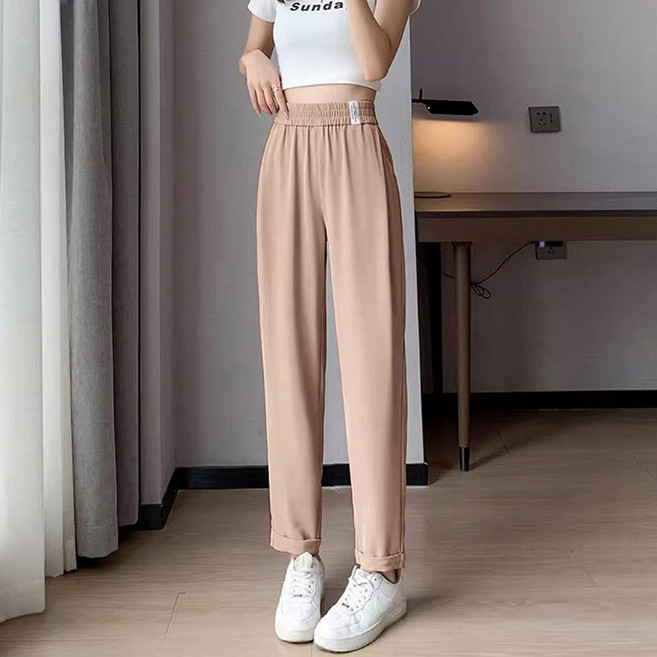 andstyle 女款涼感透氣標籤鬆緊帶涼爽半哈倫褲 262518
