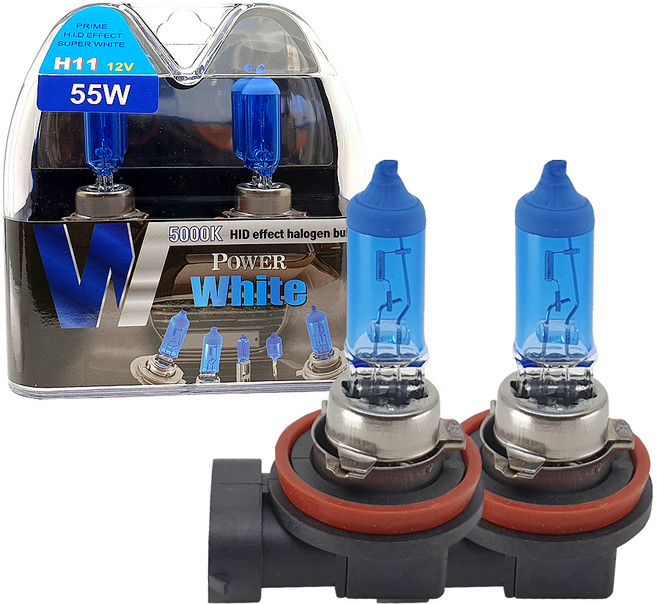 Power White 5000K H11 12V 55W 燈泡 2入, 1套, 混合顏色