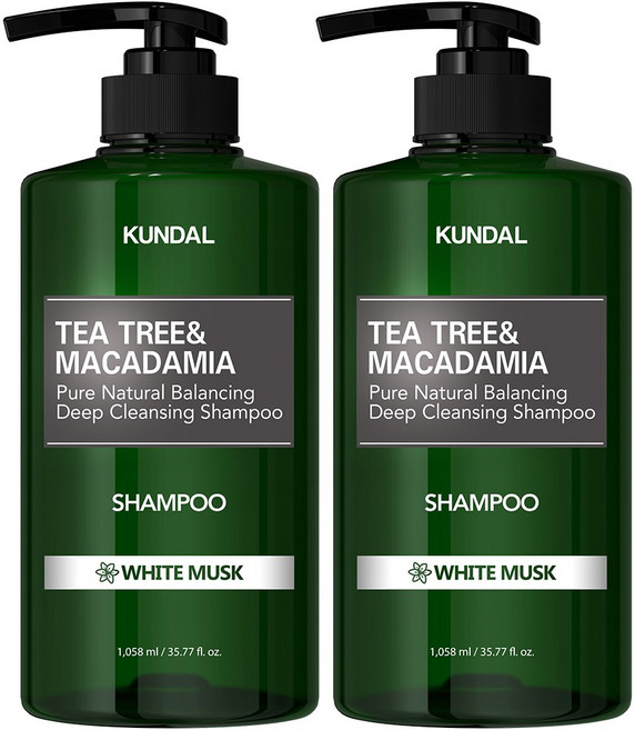 KUNDAL 昆黛爾 茶樹澳洲堅果清爽洗髮露 White Musk, 1.058L, 2瓶