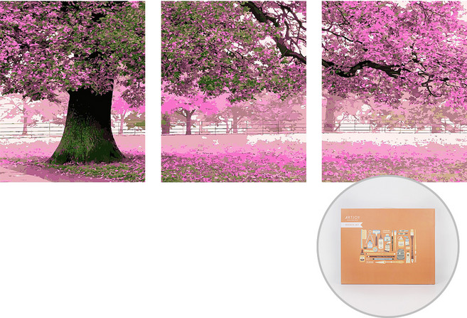 ARTJOY DIY數字油畫三聯式, 櫻桃樹款, 1組