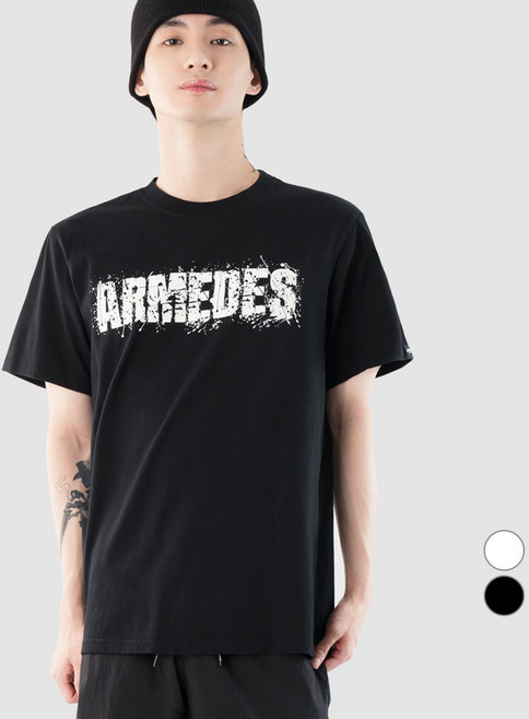 ARMEDES 20支棉藝術圖案透氣短袖T恤 AR-1018, 黑色