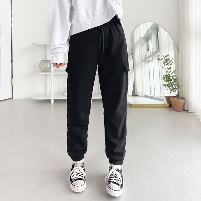 jalbba jean 女款柔軟刷毛內裡工裝束口褲