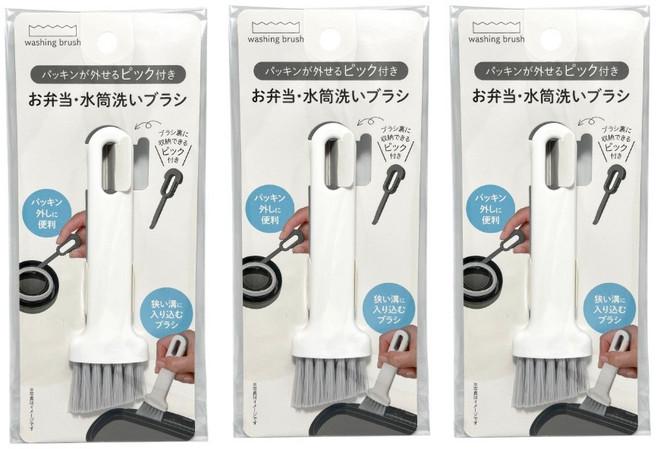 I.P.SYSTEM 兩用瓶口食器清潔刷, 灰色, 3個