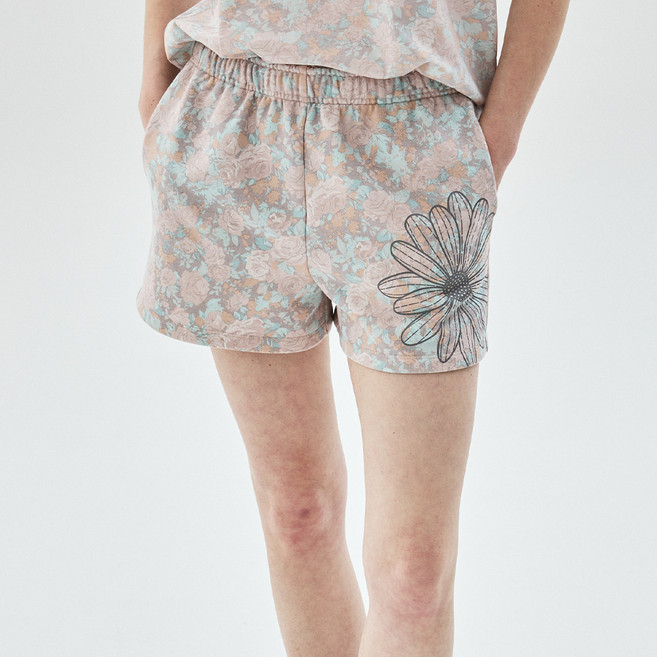 Mardi Mercredi 女款Fleur花朵棉質運動短褲