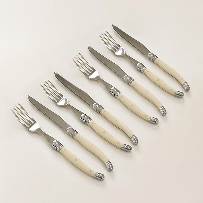 Cuisine de Maman Laguiole 西式餐具組 奶油白 4人份, 乳白色, 1組, 叉子 + 刀子