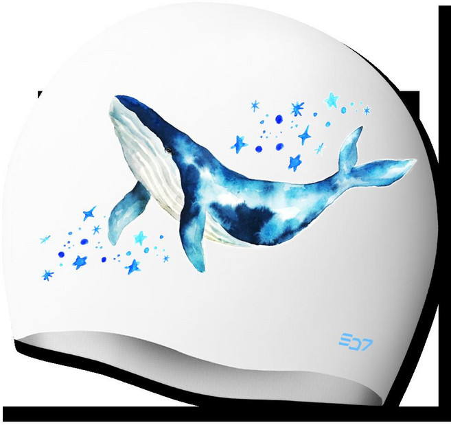 SD7 夢想鯨魚矽膠泳帽 SGL-CA352, 白色, 1個