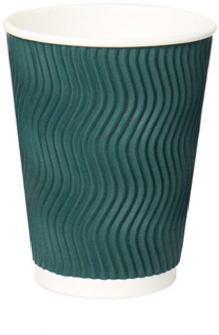 color cup CAFE 三層隔熱波浪紙杯 綠色 240ml, 250入, 1個