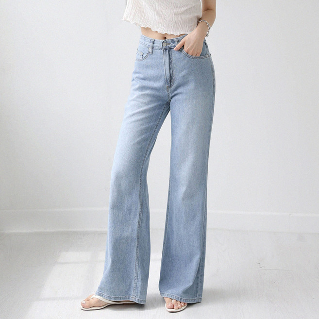 andstyle 女款 長版/基本/短版 Summer Cool Jeans 第35彈 亞麻萊賽爾丹寧寬版靴型褲 265170