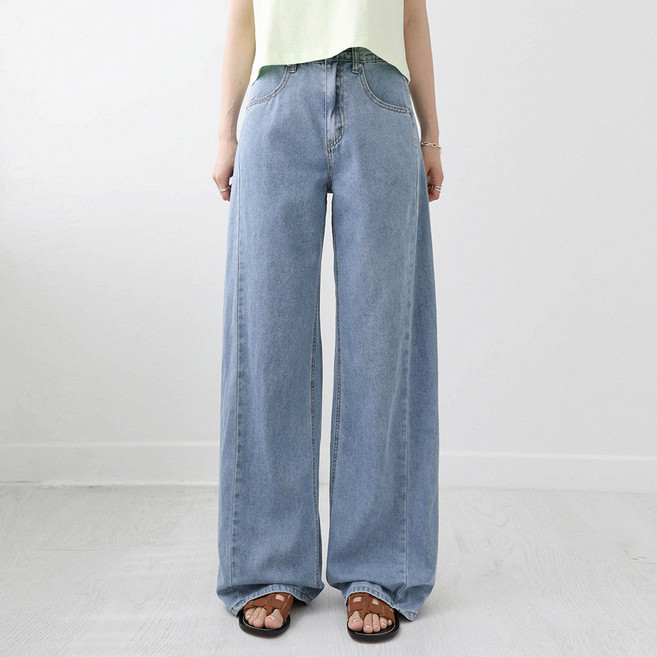 andstyle 女款 長版/基本/短版 Som Cool Jeans 第34彈 萊賽爾丹寧開衩內鬆緊帶寬褲 265169