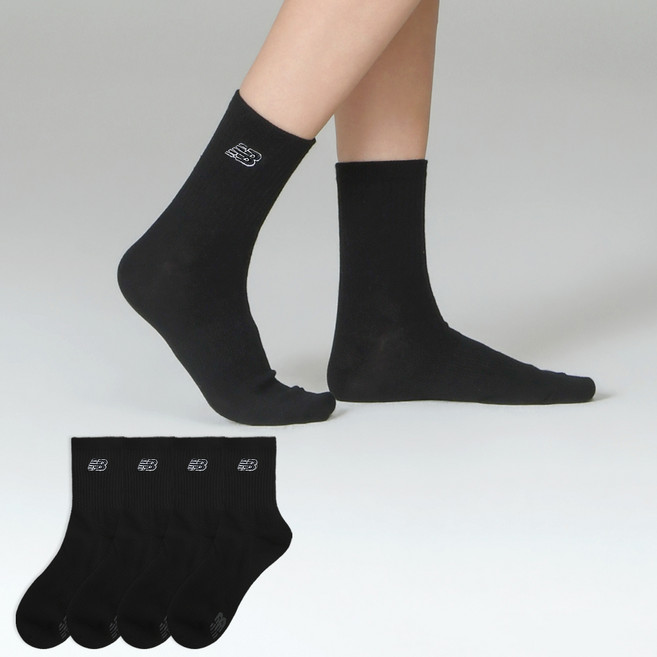 New Balance 女款彩色刺繡Logo中筒襪 4雙入