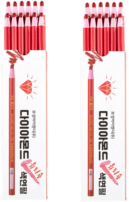 BOSUNG IND 玻璃用紅色色鉛筆 12支裝, 1色, 2盒