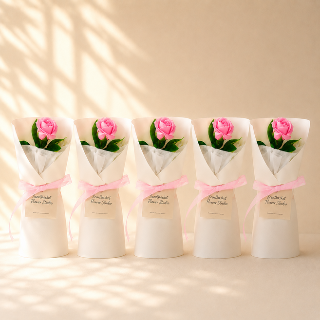 Scent Basket 閃耀玫瑰單支香皂花, 糖果粉, 5個