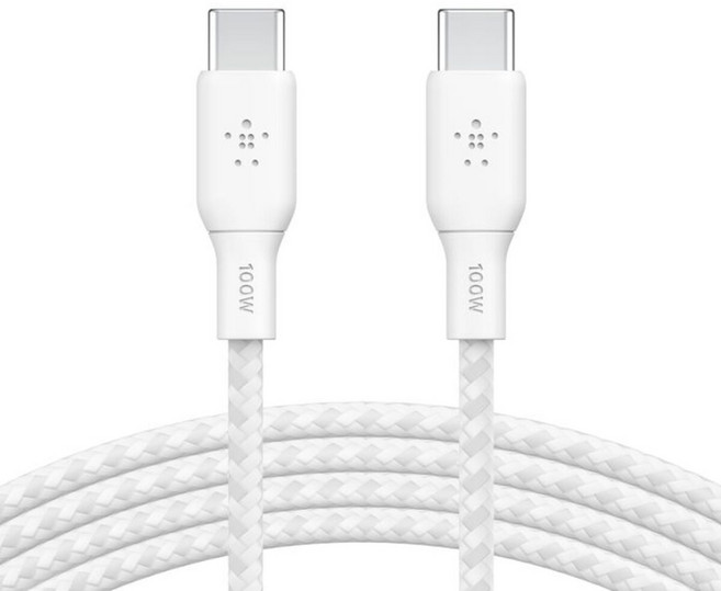 belkin 貝爾金 Braided USB-C 2.0 100W 傳輸線 CAB014bt2MWH, 白色, 1個, 2m