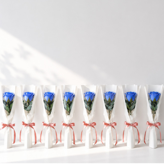 ASPASIA Pleur 玫瑰訊息香皂花 單支花束 畢業祝賀 辛苦了!, 藍色, 10個