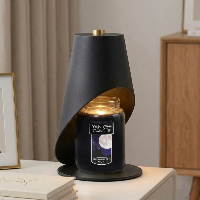 YANKee CANDLe Bitgyul 定時融蠟燈 + 大罐蠟燭 + 2入鹵素燈泡套組, 黑色(融蠟燈), 仲夏夜