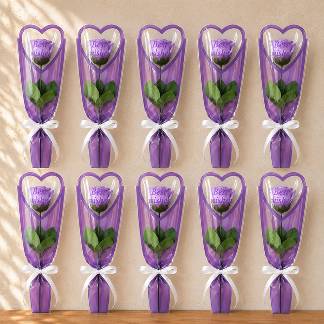 Scent Basket Best Heart Wish 單支香皂花束, 紫色, 10個