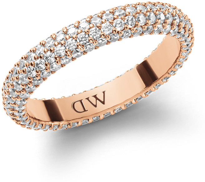 Daniel Wellington 密鑲水晶方晶鋯石戒指 玫瑰金 19號
