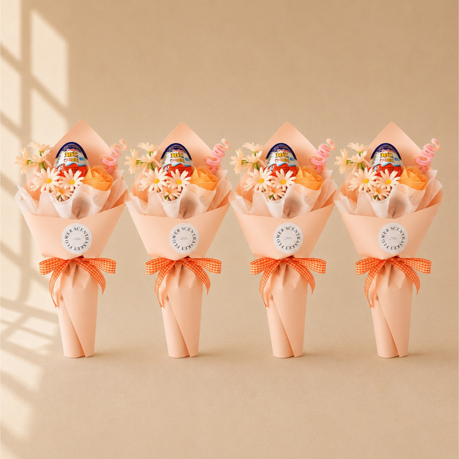 Scent Basket Sweet Bloom Kinder Joy 花束 4入, 杏色(花束), 隨機出貨(Kinder Joy)