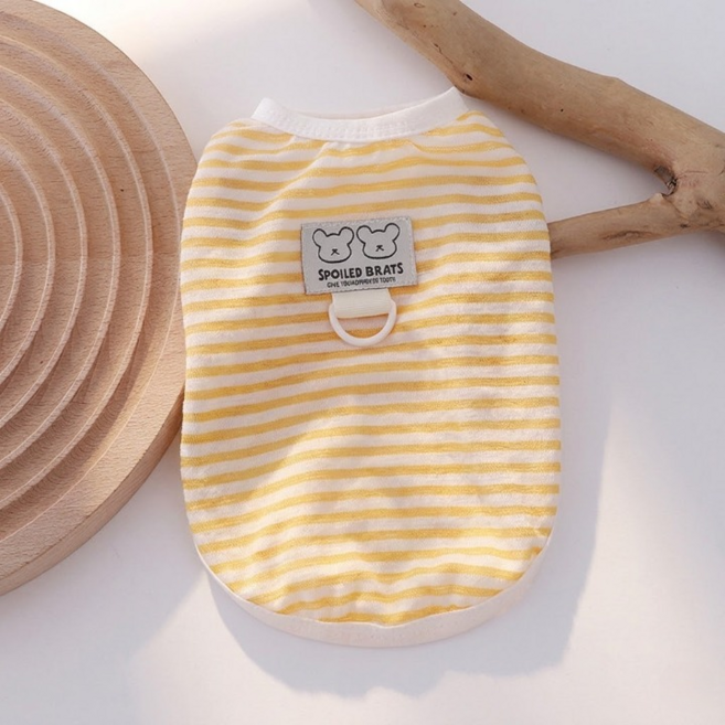 Pick&Pet 狗狗 Bear Label 涼感條紋T恤, 橘色, 1個