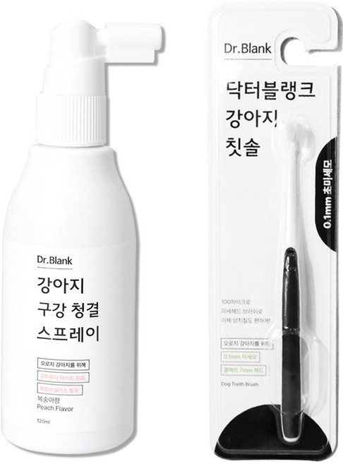 Dr.Blank 狗狗口腔清潔噴霧 水蜜桃香 120ml + 超細毛牙刷組, 1套