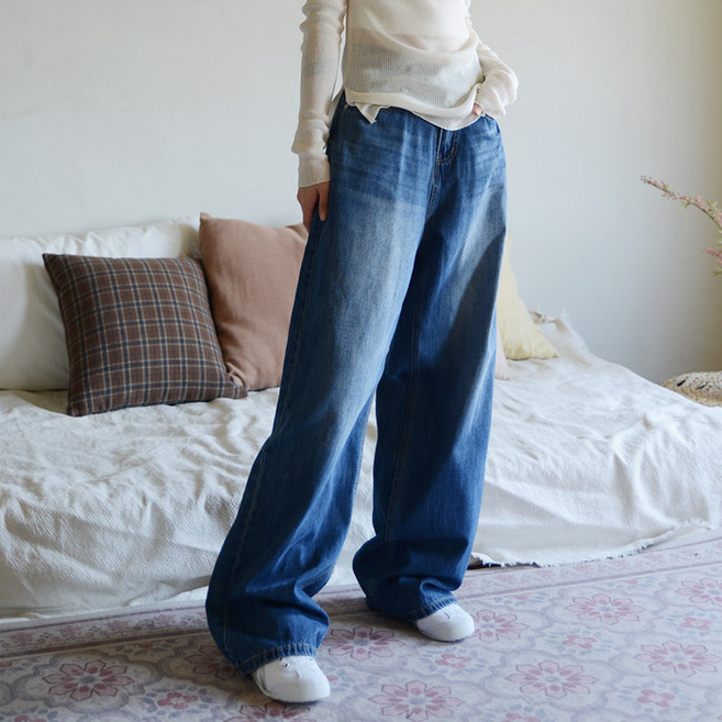 SUBI.JEANS 女款夏季涼爽寬版長牛仔褲 SP