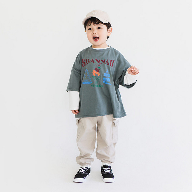 BOOMBOOMKIDS Merci Beaucoup 兒童鬆緊帶工裝褲 2 D2195