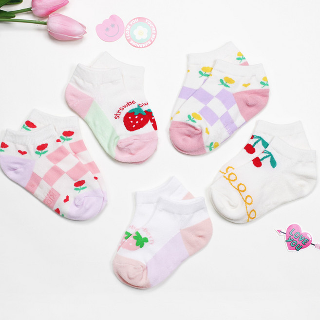 Kids FUTURE 兒童款Hazy網紗踝襪5雙組
