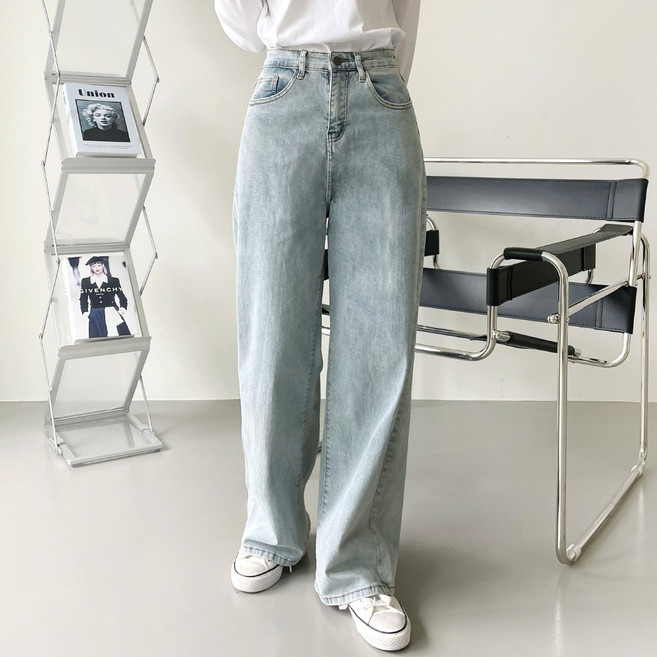 JAL BBA JEAN 女款時尚彈性鬆緊帶牛仔寬褲
