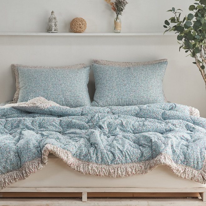 g BEDDING 藍莓超細纖維鋪蓋兩用被, 藍色