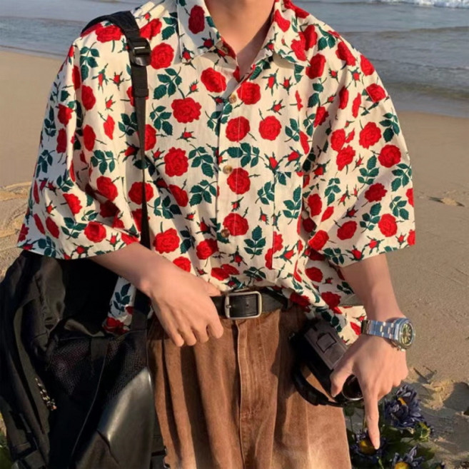 PEONIST 女款復古圖案夏季襯衫
