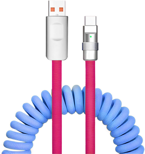 Other Us Type C to USB A 線圈快速充電線, 藍色, 65cm, 1條