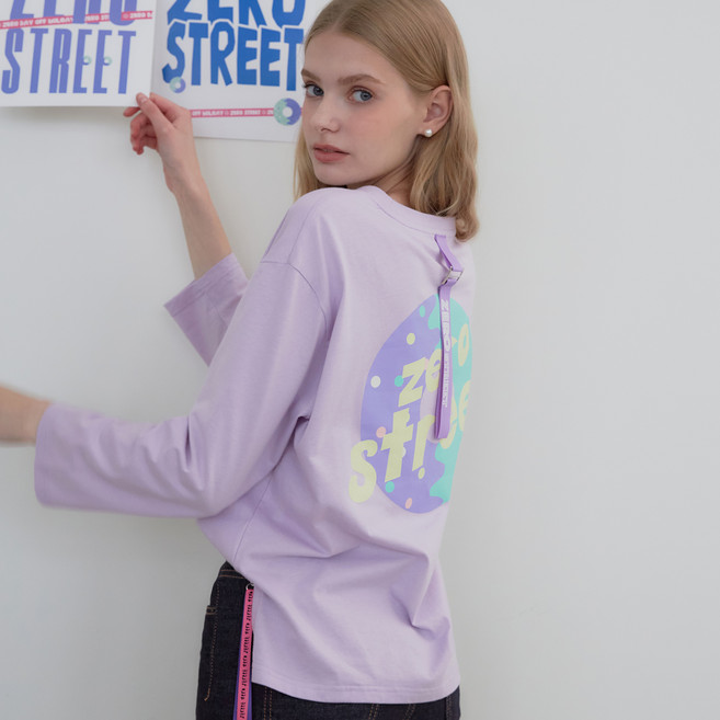 ZERO STREET 女款背部裝飾飄帶甜甜圈長袖T恤