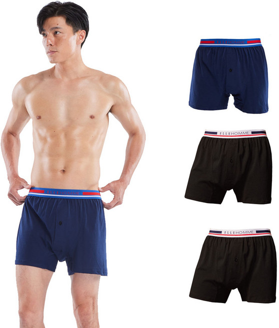 ELLE HOMME 簡約棉質五片式平口褲3件組 1丈2黑