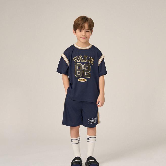 YALE KIDS 兒童涼感透氣基本款籃球球衣短袖套裝 YJCTSUD23057