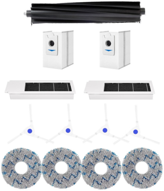副廠 科沃斯 2件套裝組(毛主刷 + 白邊刷4個 + 白濾網2個 + 塵袋2個 + 拖布4個) OMNI專用配件耗材, C000366-D, 1套