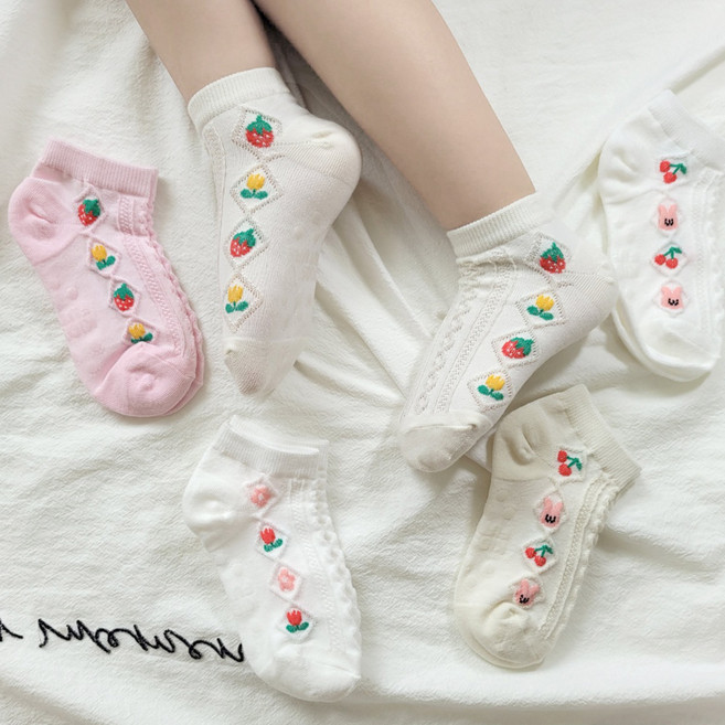 Kids FUTURE 兒童用Dear Socks腳踝襪 草莓Cuzz 5件組