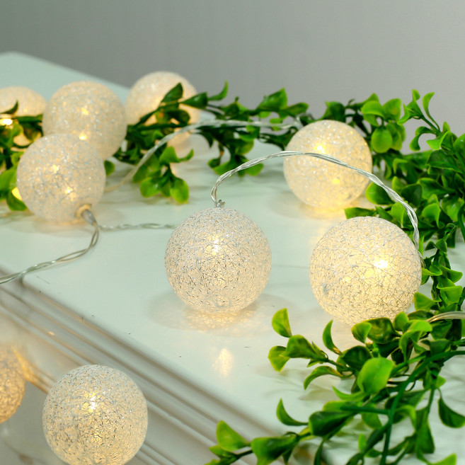 Dometopia USB型 LED 棉球銀色燈泡 30顆 4.5m, 透明電線, 1個