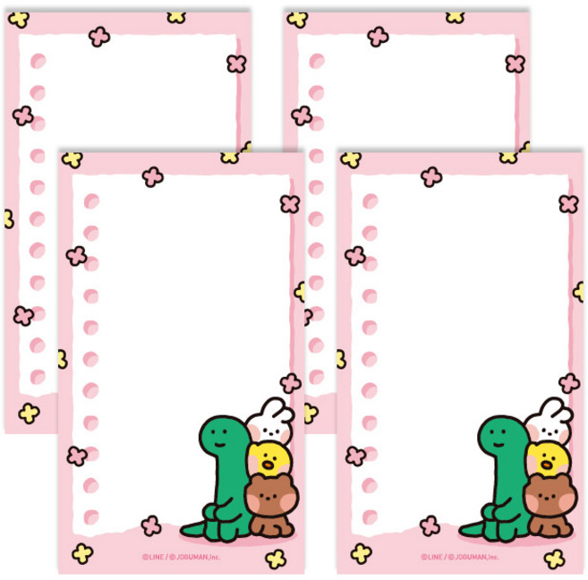Flyingwhales LINE FRIENDS minini GUMAN 便條紙, 粉紅色, 4個, 50張