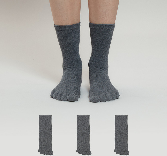 STUDIO SOCKSTOP 男士用厚實五指中筒襪3雙組