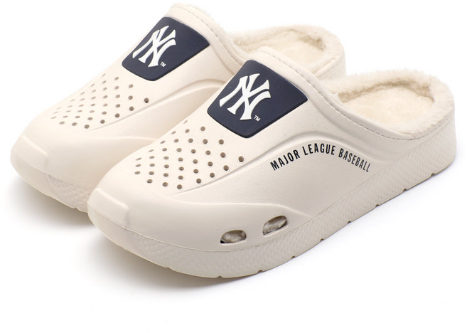 MLB NY洋基 General 防寒拖鞋, 象牙白 + 海軍藍, 240