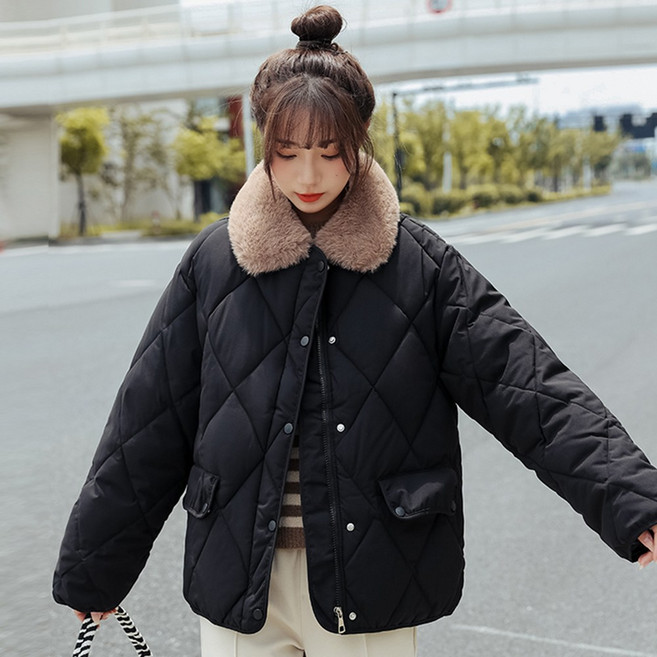 TANIZ 蓋爾毛絨絎縫女款短版羽絨外套