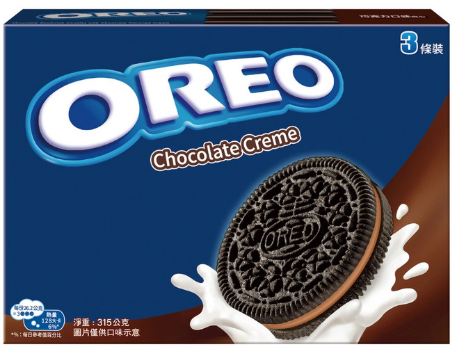 OREO 奧利奧 巧克力口味夾心餅乾 3條裝, 315g, 1盒