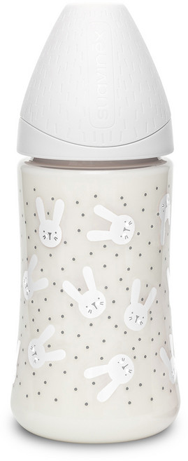 suavinex 蘇維妮 Hygge 優質PA奶瓶 0~9個月以上, 兔子 灰色, 270ml, 1個