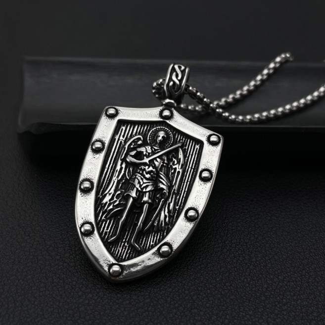 Stone Jewelry 男士鈦金屬盾牌墜飾項鍊