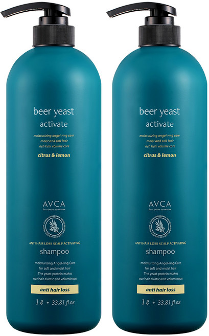 AVCA 啤酒酵母功能性洗髮精 柑橘檸檬香, 1L, 2個