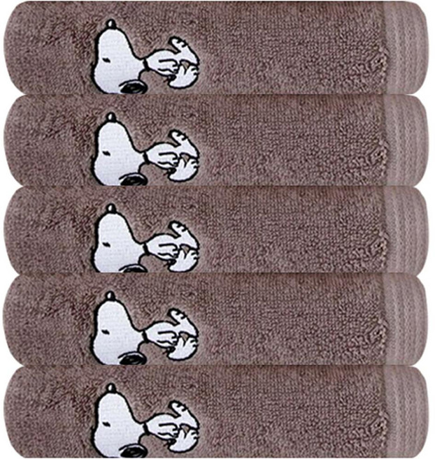 Songwol 松月 Snoopy Miyu 30支棉 洗臉毛巾 140g, 深灰色, 5條